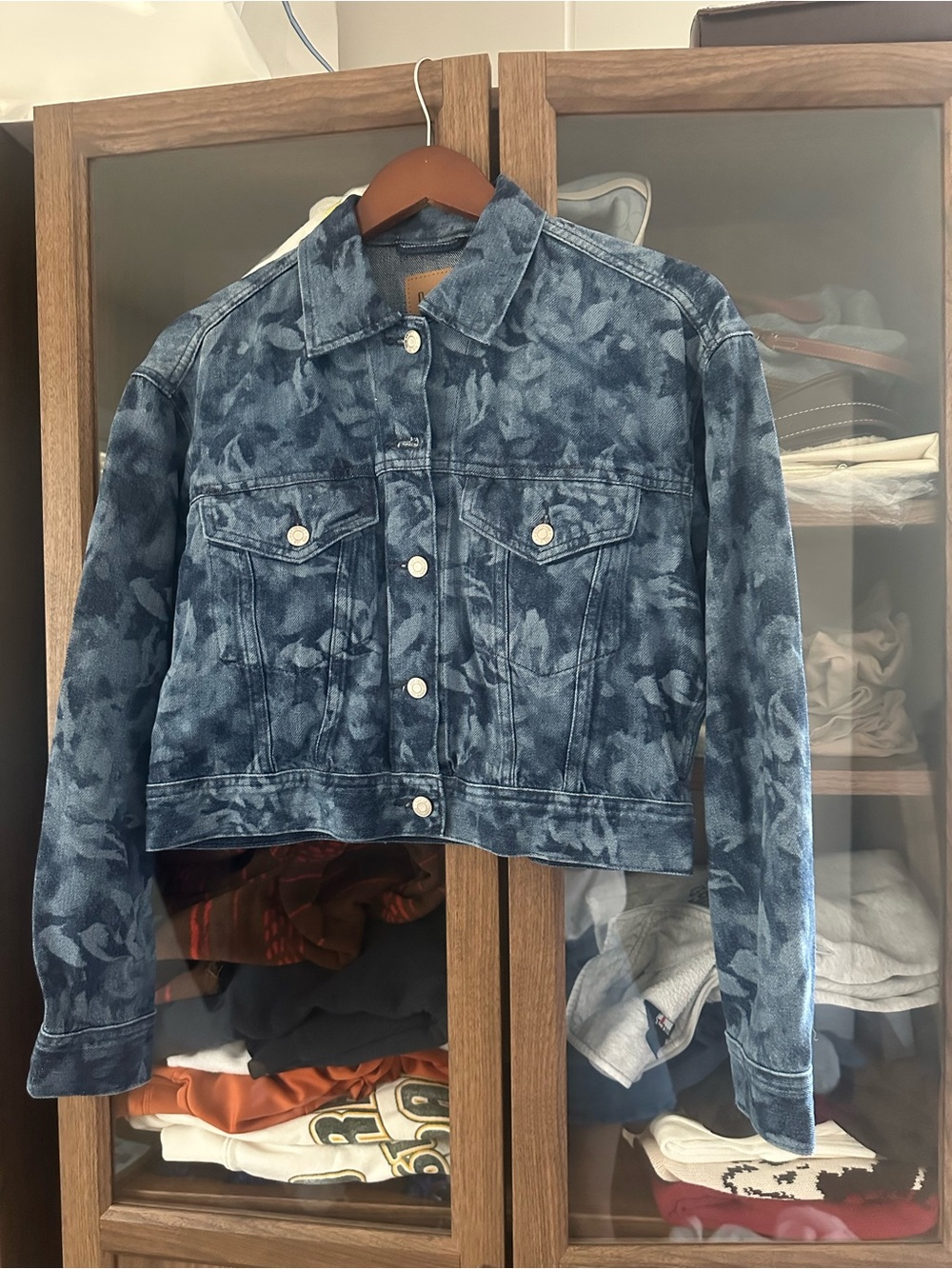 GAP Indigo Floral-Print Denim Jacket